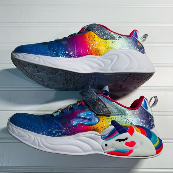 SKECHERS Purple Unicorn Rainbow Shoes Size 4 - Picture 4 of 11